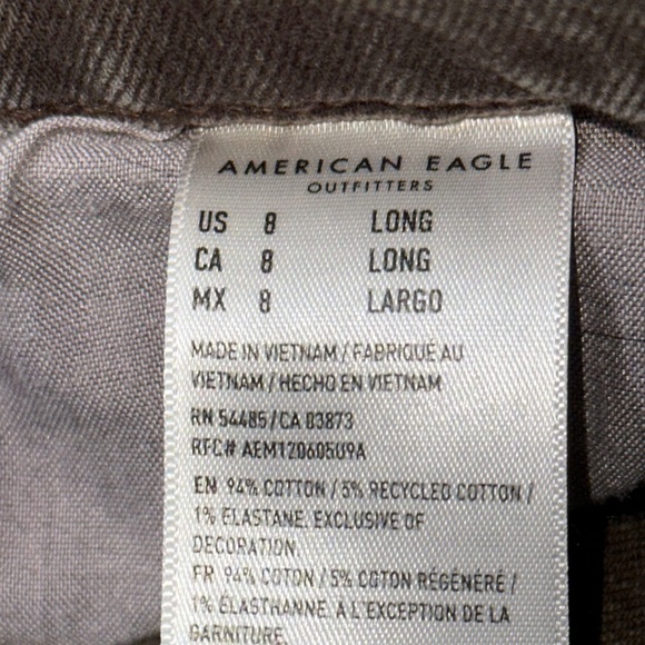 American Eagle sz 8 long Brown Denim Jeans EUC - Picture 6 of 6